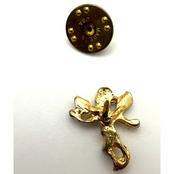 Gold Tone Angel Lapel Pin Tie Tack With Secure Clutch Back Guardian Angel - Picture 4 of 5